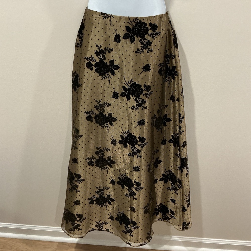 Coldwater Creek Velvet Burnout Floral‎ Maxi Skirt Womens Sz 6 Whimsigoth Fairy